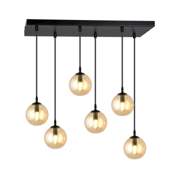 Emibig - Lampa wisząca Cosmo 6 BL miodowy - wysokość max 100 cm, stal lakierowana, szkło