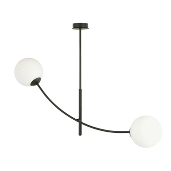 Emibig - Lampa sufitowa Hunter 2 black/opal - wysokość 60 cm, stal lakierowana, szkło