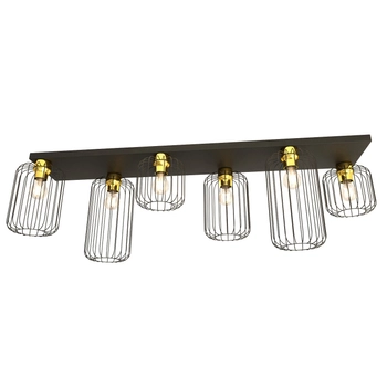 Emibig - Lampa wisząca Barn 6 BL black/gold - szerokość 115 cm, stal malowana proszkowo