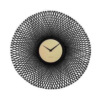 NeXtime – Zegar ścienny dekoracyjny Bamboo 60 cm, czarno-złoty, bambusowy