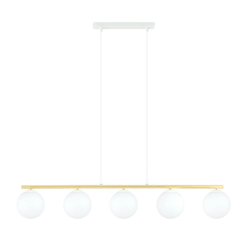 Emibig - Lampa wisząca Allora 5 BL white - szerokość 105 cm, stal lakierowana, szkło