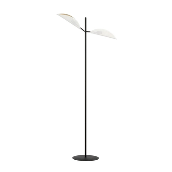 Emibig - Lampa stojąca Vene LP2 white/gold - wysokość 150 cm, stal lakierowana, abażur