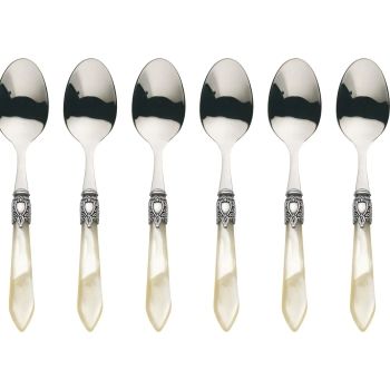 Casa Bugatti - Zestaw 6 łyżeczek do Kawy Oxford – kość słoniowa, chromowany pierścień