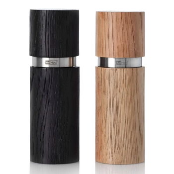 AdHoc - Zestaw młynków do pieprzu i soli TEXTURA GRANDE - drewno dębowe, wysokość 20 cm