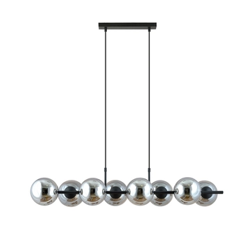 Emibig - Lampa wisząca Rory 8 grafit - szerokość 115 cm, stal lakierowana, szkło