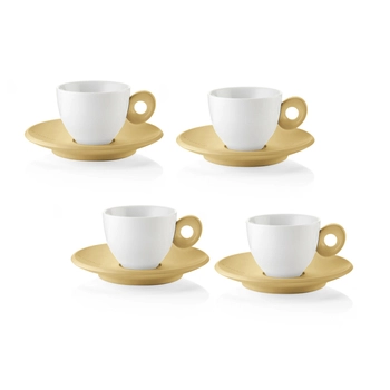 Guzzini - Zestaw 4 filiżanek do espresso ze spodkami – beżowy, 50 ml