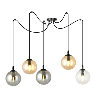 Emibig - Lampa wisząca Gigi 5 BL mix - wysokość max 200 cm, stal lakierowana, szkło