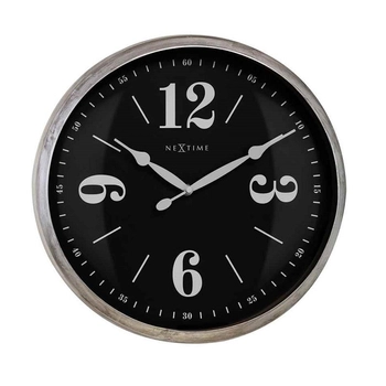 NeXtime – Zegar ścienny Classic w stylu industrialnym, czarno-srebrny, 39 cm