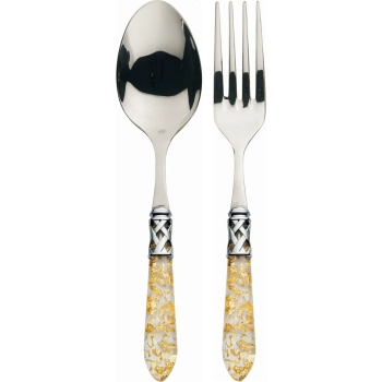 Casa Bugatti - Zestaw do serwowania Aladdin – płatki złota, srebrny pierścień, 2 elementy