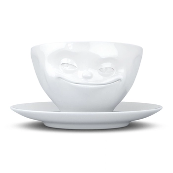 58Products - Porcelanowa filiżanka do kawy "Uśmiechnięta" - biała - 0,2 l