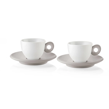 Guzzini - Zestaw 2 filiżanek do espresso ze spodkami – szary, 50 ml