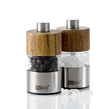 AdHoc - Zestaw młynków do pieprzu i soli DAVID - drewno akacjowe, wysokość 6,20 cm