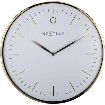 NeXtime – Zegar ścienny Glamour biało-złoty, szklany, 40 cm