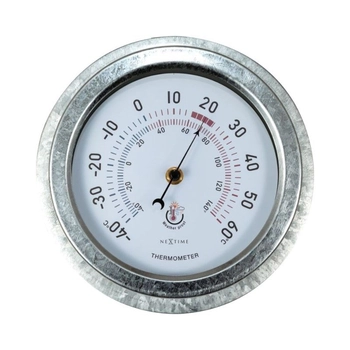 NeXtime – Termometr ogrodowy Lily bez baterii, metalowy, biało-srebrny, 22 cm