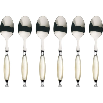 Casa Bugatti - Zestaw 6 łyżeczek do herbaty Country – perłowa kość słoniowa, chromowany pierścień