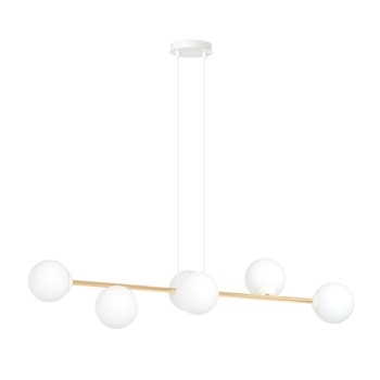 Emibig - Lampa wisząca Gravity 6 BL white/opal - szerokość 110 cm, stal lakierowana, szkło