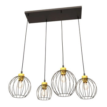 Emibig - Lampa wisząca Nando 4 BL black/gold - wysokość max 140 cm, stal malowana proszkowo