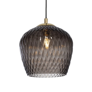 Kaspa - Lampa wisząca Venus 1 - wysokość klosza 25 cm, średnica klosza 28 cm, grafitowo - czarno - złota