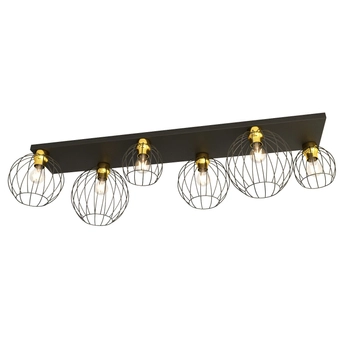 Emibig - Lampa sufitowa Nest 6 BL black/gold - szerokość 126 cm, stal lakierowana proszkowo