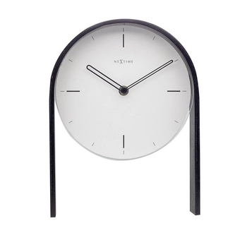 NeXtime – Zegar stołowy Noa Table z cichym mechanizmem, biały, drewno i szkło