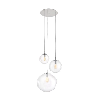 Kaspa - Lampa wisząca trzypunktowa na plafonie Avia 3 - średnica 25, 30 i 40 cm, transparentna