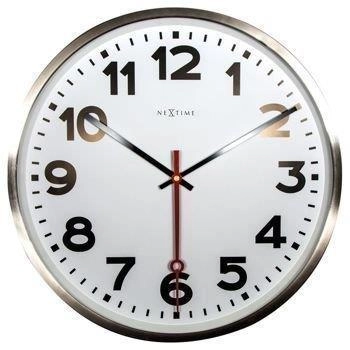 NeXtime – Zegar ścienny Super Station Number – stal nierdzewna, 55 cm