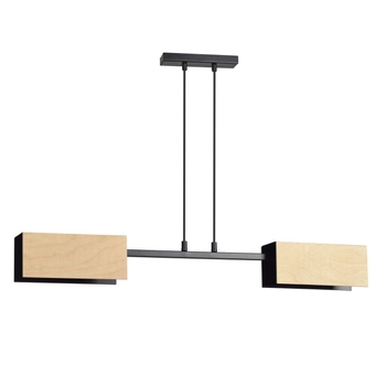 Emibig - Lampa wisząca Zaper 2 black - wysokość max 100 cm, stal lakierowana, sklejka