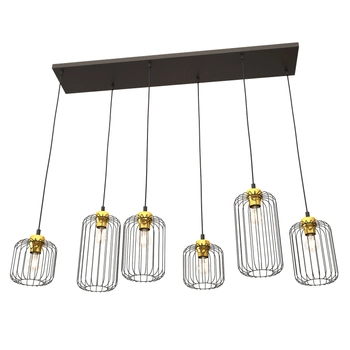 Emibig - Lampa wisząca Vander 6 BL black/gold - wysokość max 140 cm, stal malowana proszkowo