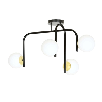 Emibig - Lampa sufitowa Ragnar 4B black/gold - wysokość 48 cm, stal lakierowana, szkło