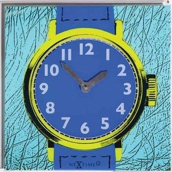 NeXtime – Zegar ścienny Watch One ze szkła, niebieski, 43 × 43 cm
