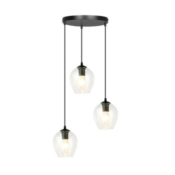 Emibig - Lampa wisząca Istar 3 BL premium transparent - średnica podsufitki 30 cm, stal lakierowana, szkło
