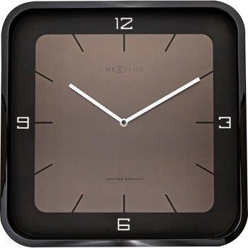 NeXtime – Zegar ścienny Square Wall z cichym mechanizmem, czarny, 20 × 20 cm
