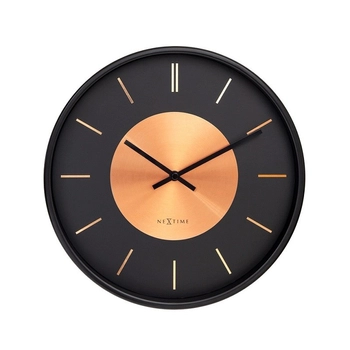 NeXtime – Zegar ścienny Retro II z aluminium, czarno-miedziany, 25 cm