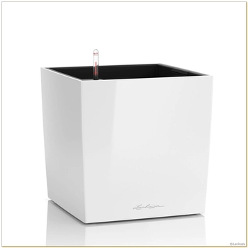 Lechuza - Donica Cube 40 - wysokość 40 cm, biała, połysk