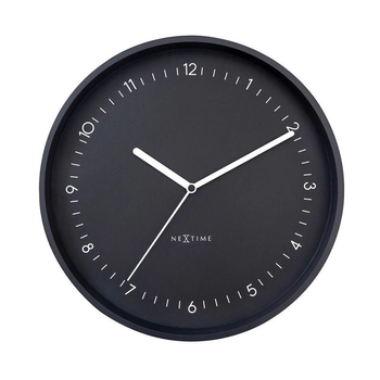 NeXtime – Zegar ścienny Berlin z cichym mechanizmem, czarny mat, 30 cm