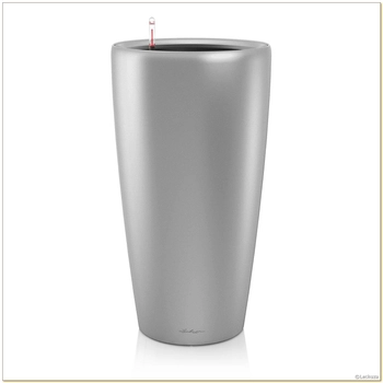 Lechuza - Doniczka Rondo 32 - wysokość 56,50 cm, srebrna, matowa