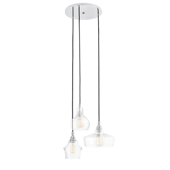 Kaspa - Lampa wisząca na plafonie Longis 3 - średnica 30 cm, srebrno - czarna