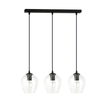 Emibig - Lampa wisząca Istar 3 BL transparent - średnica klosza 14 cm, stal lakierowana, szkło