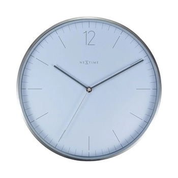 NeXtime – Zegar ścienny Essential Silver, biały cyferblat, 34 cm
