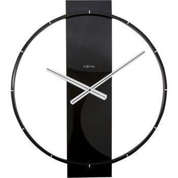 NeXtime – Zegar ścienny dekoracyjny Carl open dial, czarny szkło-metal, 50,8 × 58,2 cm