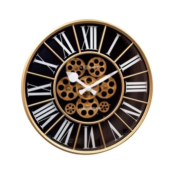 NeXtime – Zegar ścienny William loftowy, czarny metalowo-szklany, 50 cm