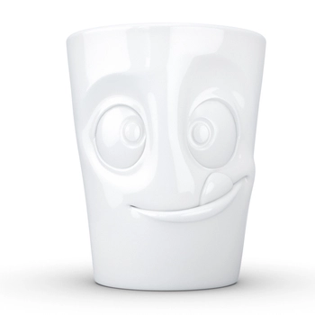 58Products - Porcelanowy kubek z uszkiem - „Smaczny“ - biały, pojemność 350 ml