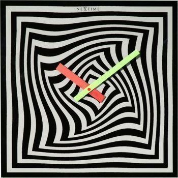 NeXtime - Zegar ścienny Gracy Time – czarne szkło, 43x43 cm