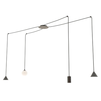 Emibig - Lampa wisząca Fuji 4 black - wysokość max 200 cm, stal malowana proszkowo