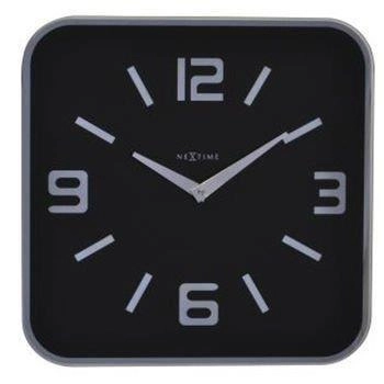 NeXtime – Zegar ścienny szklany Shoko z lustrzanymi cyframi, czarny, 43x43 cm