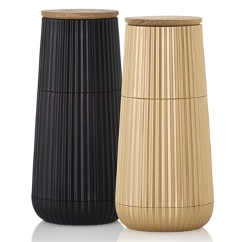 AdHoc - Zestaw młynków do pieprzu i soli Scape - czarny i złoty, wysokość 12,30 cm