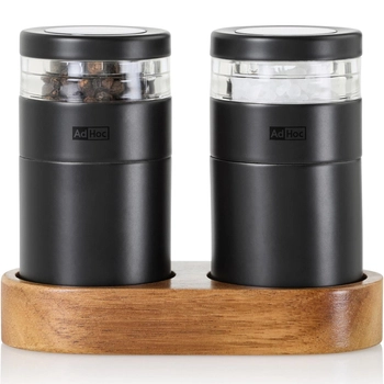 AdHoc - Zestaw młynków do soli i pieprzu MENAGE MOLTO – czarny, drewno akacjowe