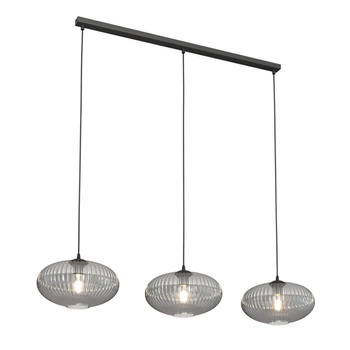 Emibig - Lampa wisząca Coco 3 BL grafit - wysokość max 140 cm, stal malowana proszkowo, szkło