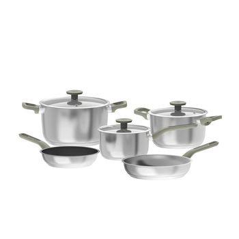 BergHOFF - Zestaw garnków Bolt 8-elementowy – stal nierdzewna, powłoka ceramiczna