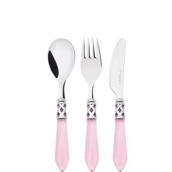 Casa Bugatti – Zestaw sztućców dziecięcych Aladdin, wykończenie transparentne, różowy